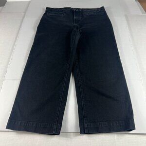 Lucky Brand Jean Women 34x23* Mid Rise Cropped Wide Leg Black Faded Denim Tag 31